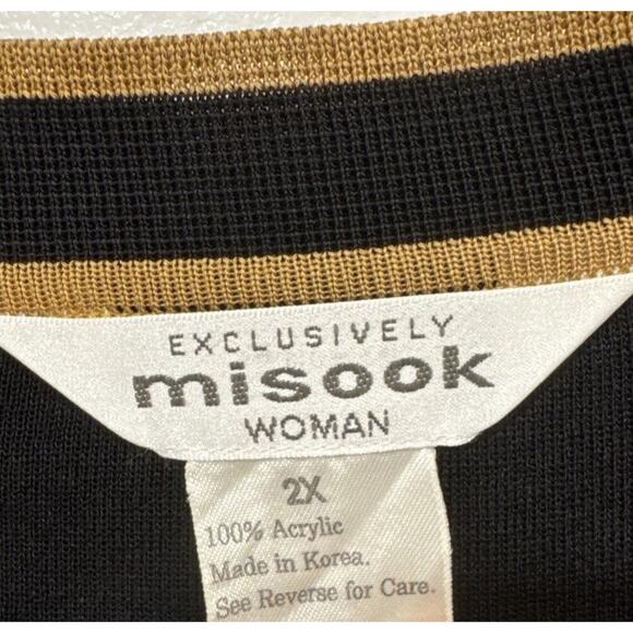 Exclusively Misook Open Front Black Brown Cardigan Women's Plus Size 2X Classic - Picture 5 of 8